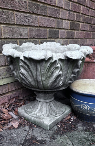 Large fluted stone - stone, vase