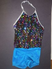  Multicolor blue Sequin Shorty