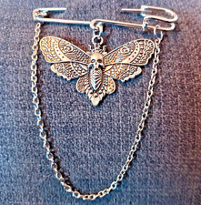QUIRKY STEAMPUNK DEATH'S-HEAD MOTH KILT PIN BOHO KITSCH RETRO VINTAGE FUN FUNKY