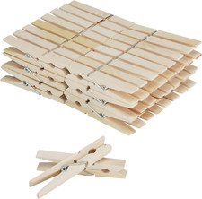 Wooden Clothes Pins,50 Pack, 2.9 Inch, Large Natural Birchwood Rust, Moisture Re