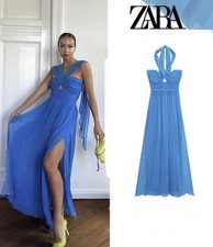 ZARA Blue chiffon Halter neck
