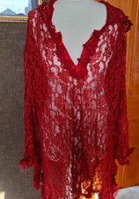 DARK STAR Hooded Deep Red Lace Pixie Hem Over Top size 18 - 22 free size plus