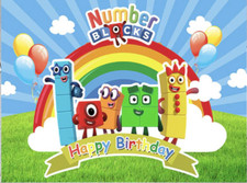 NUMBER BLOCKS RAINBOW BALLOONS CLOUDS SKY BIRTHDAY PARTY BANNER DECORATION