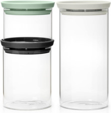 Brabantia - Stackable Glass Jars with Lid - Set of 3 - Kitchen Storage - Space E