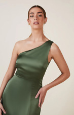 rewritten bridesmaid dress porto olive green size S wedding satin classic maxi 