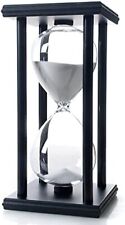 60 Minutes Hourglass Timer Black Wooden Frame Sand Timer Clock 1 Hour White Sand