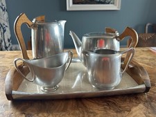 Picquot Ware Magnalium Tea and Coffee Set with Tray - 1950s Vintage
