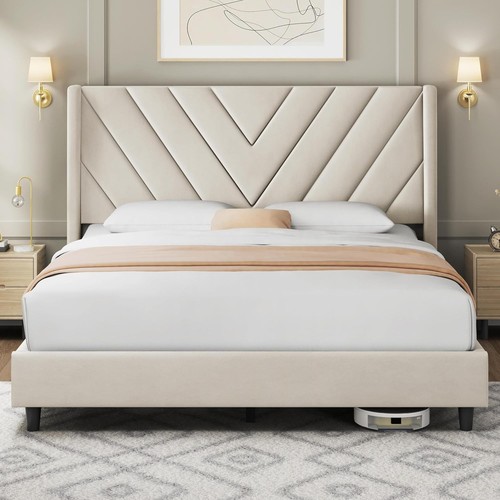Modern queen upholstered - modern, bed