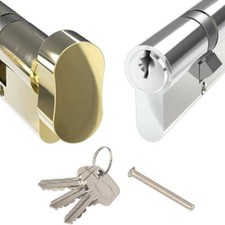 Door Lock with Key Thumb Turn Cylinder Euro Barrel 6 Pin Front & Internal Door