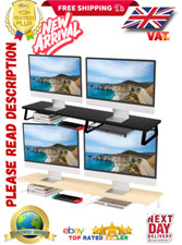 Aothia Large Dual Monitor Stand Riser - Wooden Computer Desk Stand with Metal L