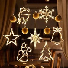 Christmas Store Window Lights Xmas Decor Hanging Light with Suction Cup Hook