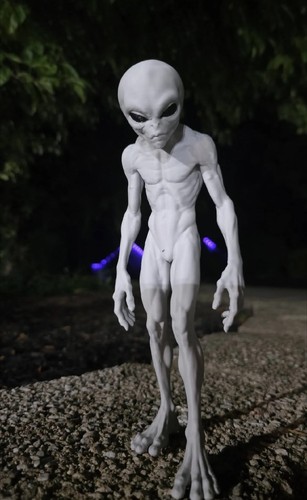 Grey alien figure standing - grey,