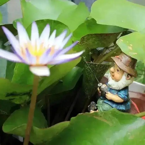 Funny fishing gnome statue - fishing,