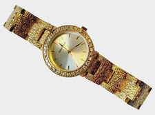 Gianni Vecci Ladies Gold Tone Watch Set With Crystals/Diamonique/Diamanté Stones