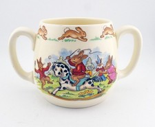 Royal Doulton Bunnykins 2 Handled ½ Pint Mug Bunny on a Rocking Horse C.1960s