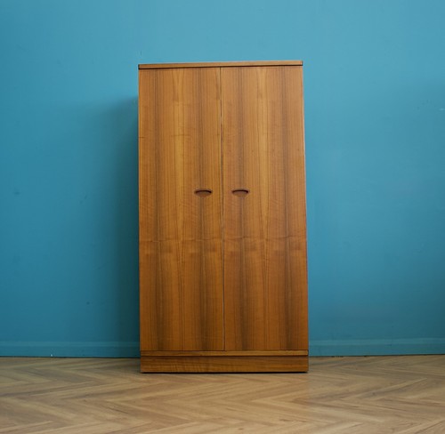 Mid century walnut wardrobe - walnut,
