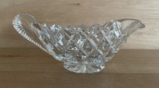 5” Diamond Cut Glass Gravy Sauce Boat Jug Serving Kitchenware Tableware