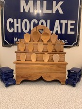 VINTAGE WOOD UTENSIL HOLDER RUSTIC KITCHEN STORAGE POT UNIQUE CARVED WOODEN 