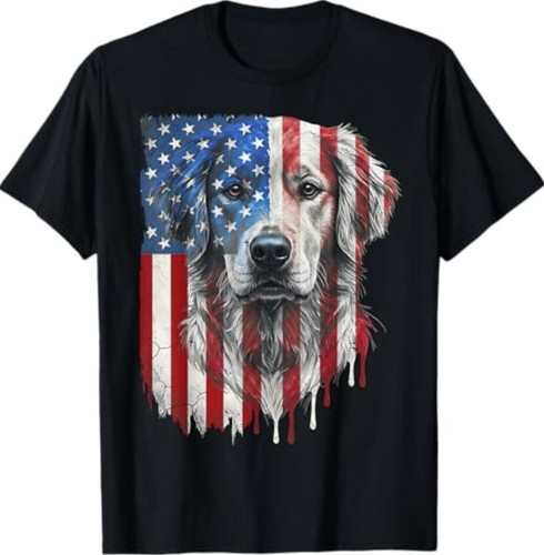 American flag golden retriever - flag,