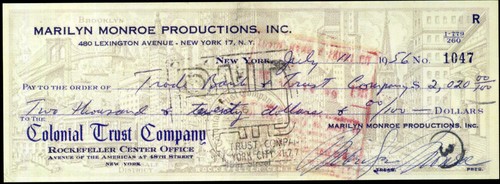 Marilyn monroe signed cheque - marilyn,