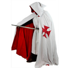 Masonic Knights Templar Regalia Hooded Cloak Cape With Mens Tunic 100% Cotton