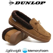 MENS DUNLOP MEMORY FOAM MOCCASINS SLIPPERS LOAFERS SUEDE COSY WINTER SHOES SIZE