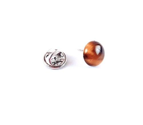 Tigers eye round modesty pin - tigers,