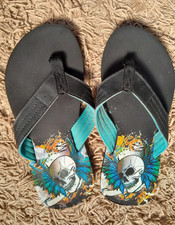 Boy's flip flops, skull/ black