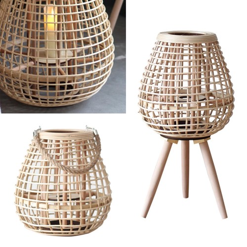 Bamboo candle holder lantern - bamboo,