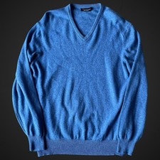 Hawick Men’s Jumper XL Wool Knitwear Knit Made In Scotland V Neck Pullover 