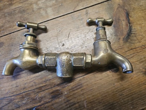 Antique double brass stand - antique,