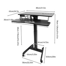 Black Rolling Electric Podium Desk Height Adj table with Wheels for Office Home