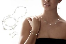 Classic Genuine Freshwater Pearl Tri-Set Necklace Earrings Bracelet jedd