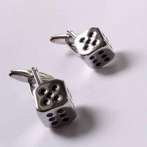 Silver tone dice cufflinks - silver,