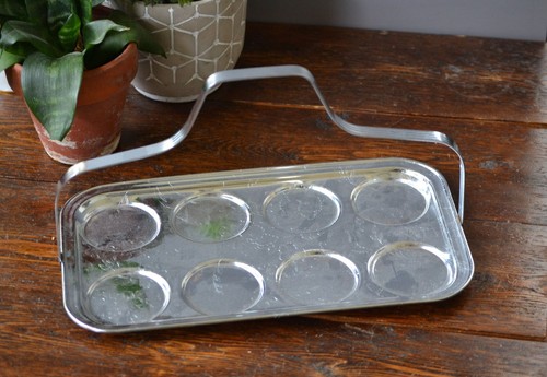 Chrome drink tray metal handle - chrome,