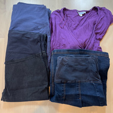 JoJo Maman Bebe Maternity Bundle - 2 x Trousers, Denim Skirt & Wrap Top 14 / L