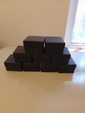 9 x Black Kraft Rigid Gift Present Box with lids (9x9x6cm)