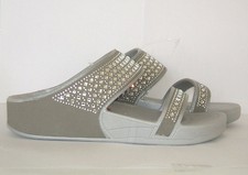 TONETIME SIZE 3 4 5 6 7  SILVER TONING SLIDE ACTIVE SLIDE FLIP FLOPS SANDALS NEW