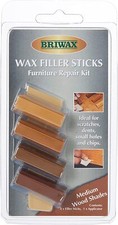 Briwax 4x Wax Filler Sticks Medium Wood Shades Furniture Repair Kit & Applicator