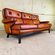 1970s Vintage Danish Long Three-Seater Cognac Leather Sofa – High Back #A462