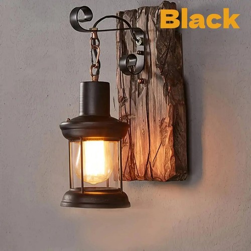 Industrial wood wall sconce - wood,