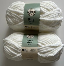 White 2 x 100g balls baby yarn So Crafty - 200g chenille wool polyester knit