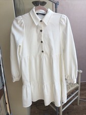 GORGEOUS ZARA  CREAM CORD LONG SLEEVE SHIRT  DRESS  SIZE X SMALL