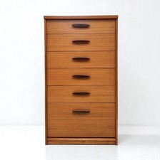 VINTAGE RETRO TEAK TALLBOY CHEST OF 6 DRAWERS 1960s Mid Century Austinsuite