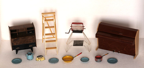 Vintage job lot - dolls, house