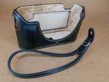 Black Leather Leica M8 / M9 Half Case with Wrist Strap
