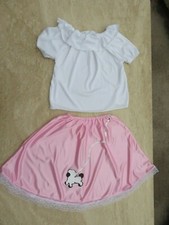 Girls 50s Grease Lightning Poodle Skirt and Blouse Fancy Dress Costume Age 7-10