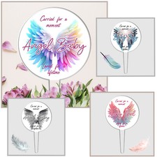 Personalised Angel Wings Baby Memorial Grave Marker - Colour Options Keepsake