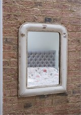 Vintage French Painted Distressed Mirror with Original Bevelled Plate (845)
