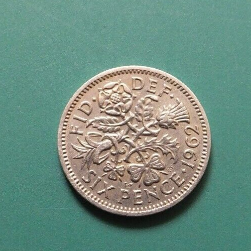 Sixpence coin 1962 - 1962, lucky